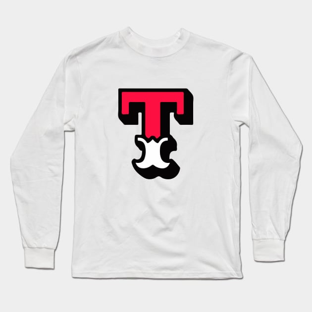 Monogram T - Alphabet Scrapbooking Red/White Circus Style Long Sleeve T-Shirt by RetroGeek